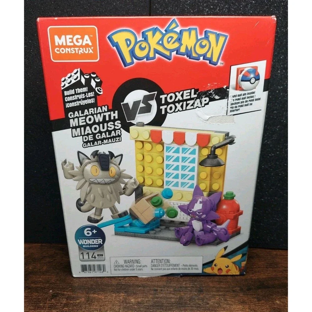 Mega Construx POKEMON GALARIAN MEOWTH vs TOXEL Building Set 114pc 6+